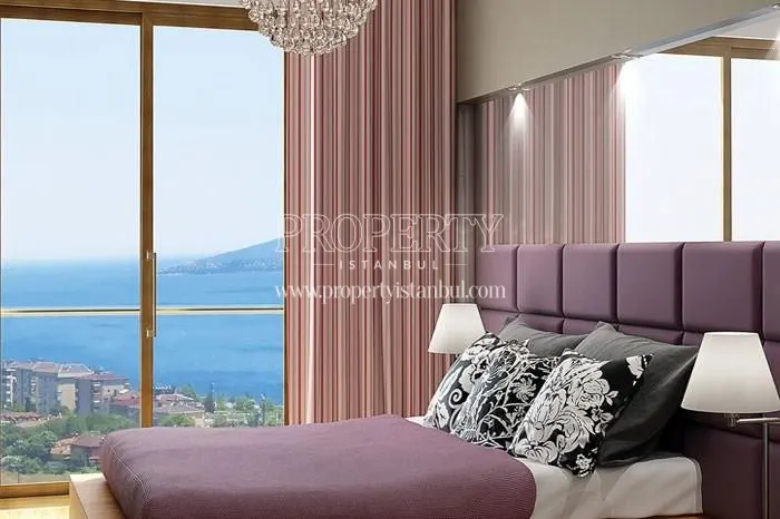A bedroom with a sea view in Seyr-i Adalar