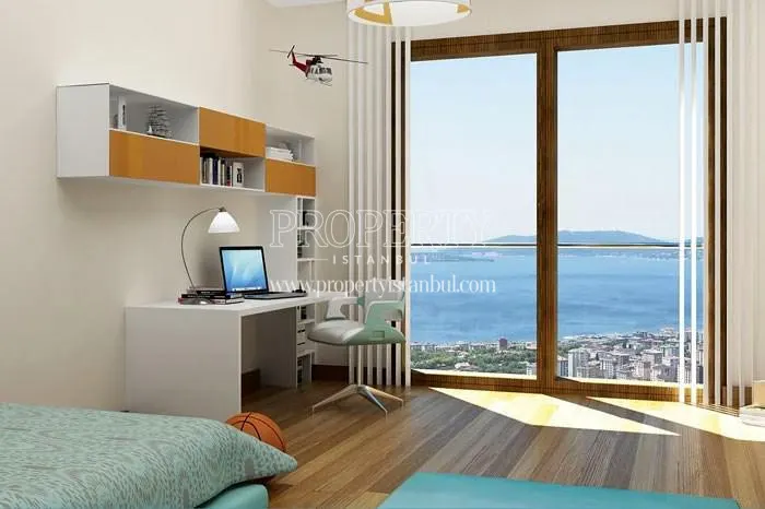 A bedroom with a sea view in Seyr-i Adalar