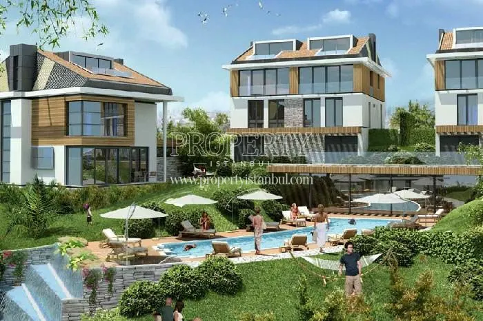Sharman Zekeriyakoy residents swimming in the compound pool