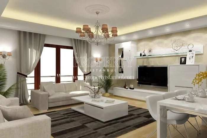 White furnished living room in Siltas Safirpark