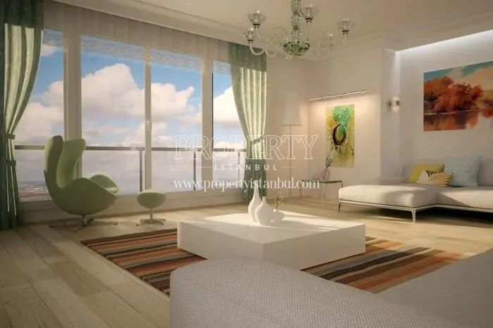 Spacious living room with a corner sofa in Siltas Teras Park