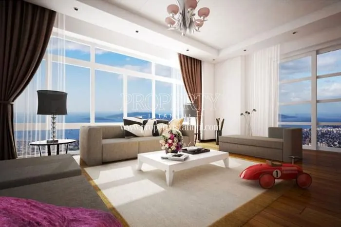 The living room with the sea view in Sky Blue Istanbul