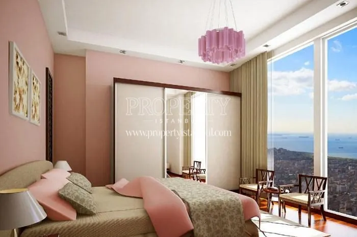 The master bedroom with the sea view in Sky Blue Istanbul