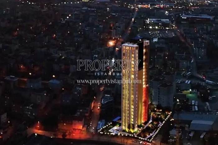 Sky Blue Istanbul tower view at night