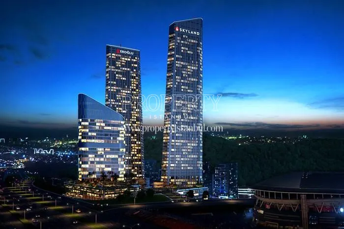 Sky Residence towers at night
