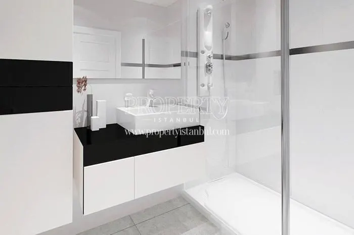 White and black bathroom in Sunlife Tuzla