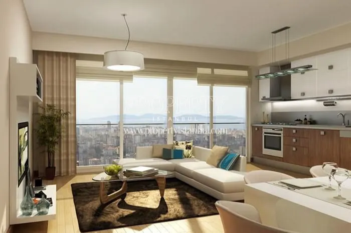Open kitchen in one of the apartments in Sunsetpark Caddebostan