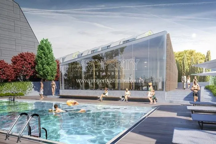 The outdoor swimming pool of the Tepe Aura compound
