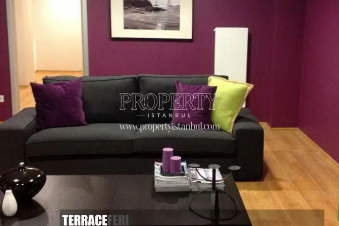 Small living room with purple walls in Terrace Feri