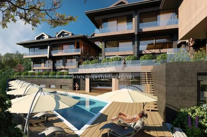 Therra Park Tarabya residents enjoying themselves near the swimming pool in Therra Park Tarabya