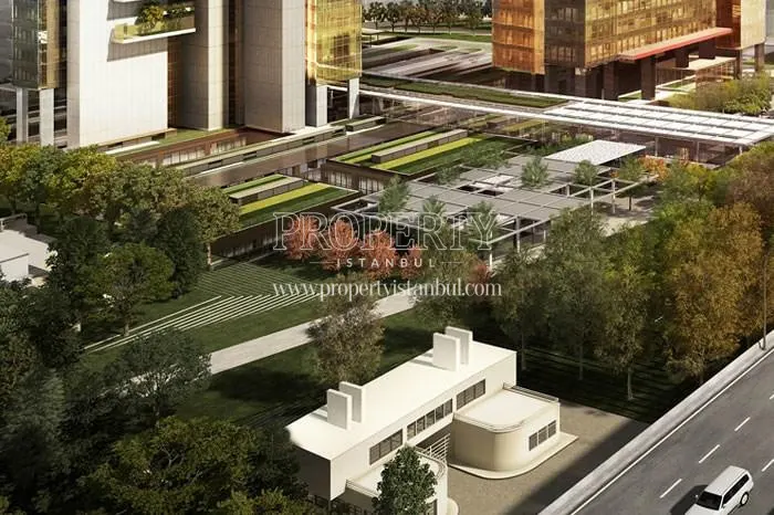 The panoramic view of Torun Center's garden