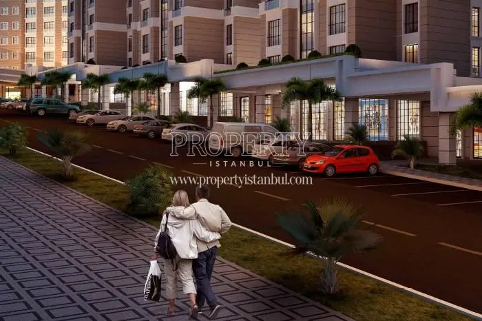 A couple taking a walk on the opposite side of the Trendist Atasehir compound