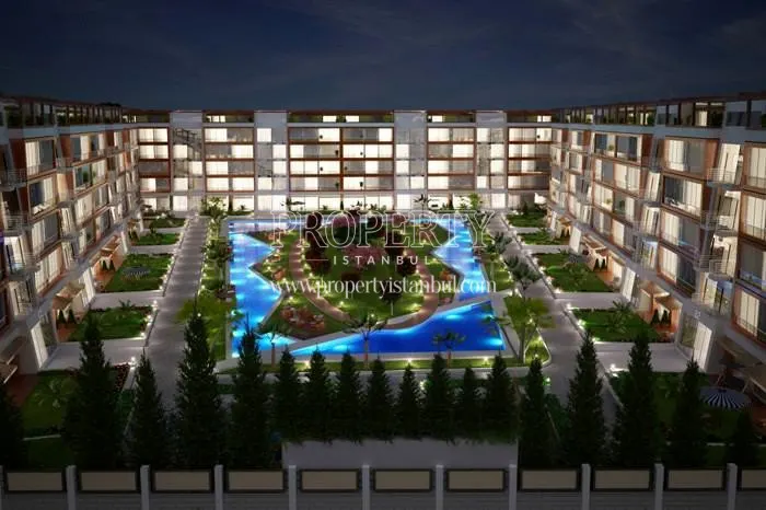 Tuzla Modern Park compound at night