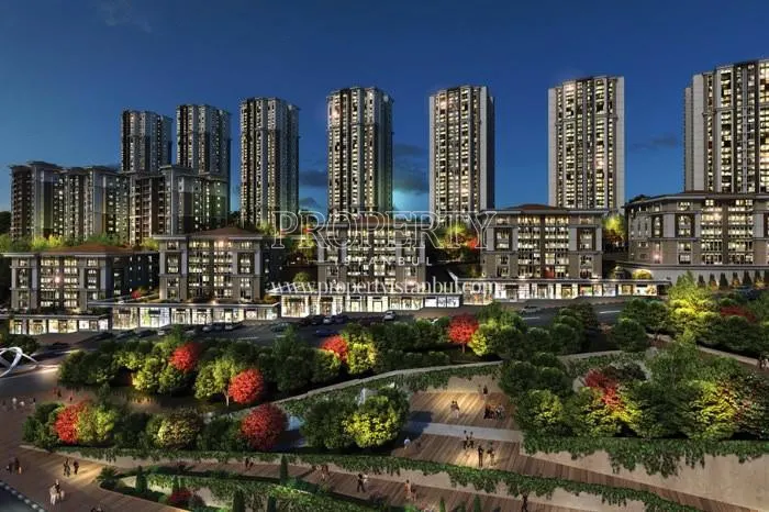 Vaditepe Bahcesehir compound at night