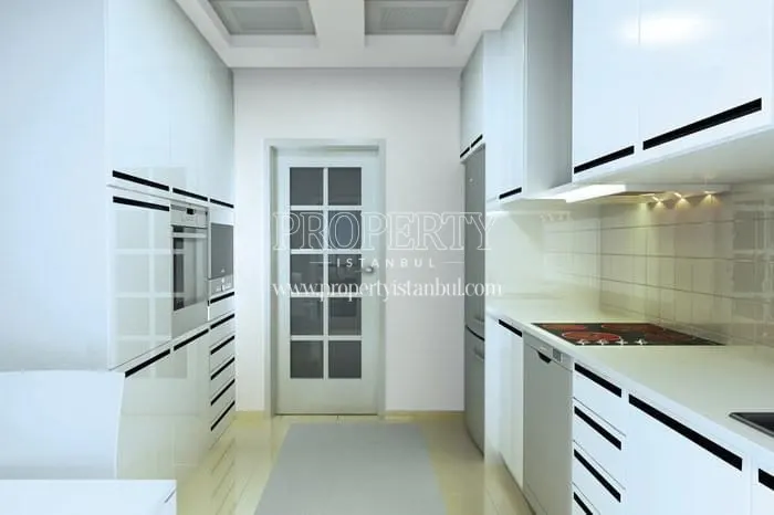 White narrow kitchen in Vaditepe Bahcesehir