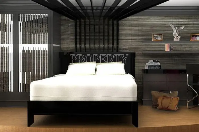 The black and white master bed in Vera Residence