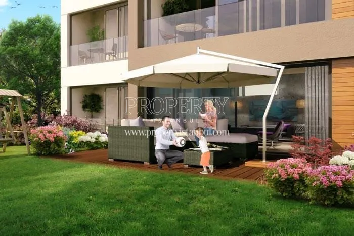 The family enjoying their garden in the Vira Istanbul compound