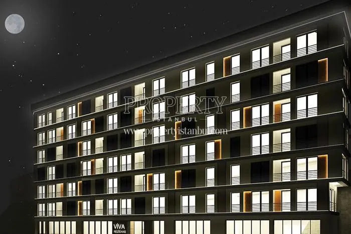 Viva Rezidans building at night