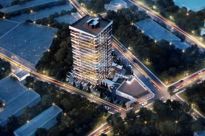 WLoft Dragos building from above at night