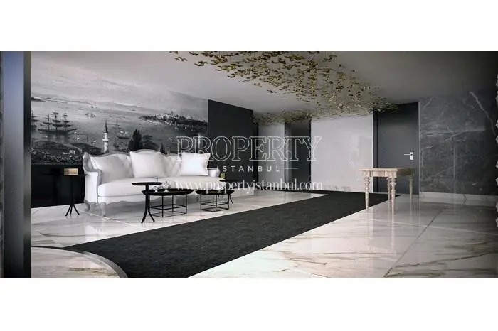 Grey and white lobby in We Halic