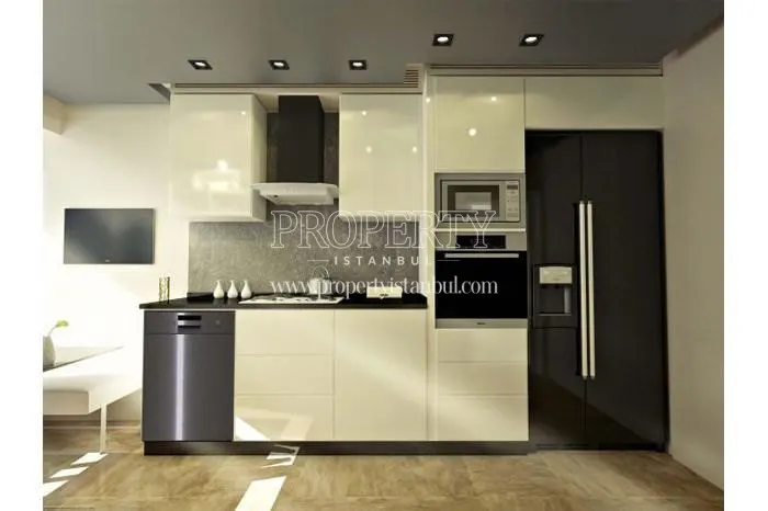 Black and white kitchen in YS Yasar Suites