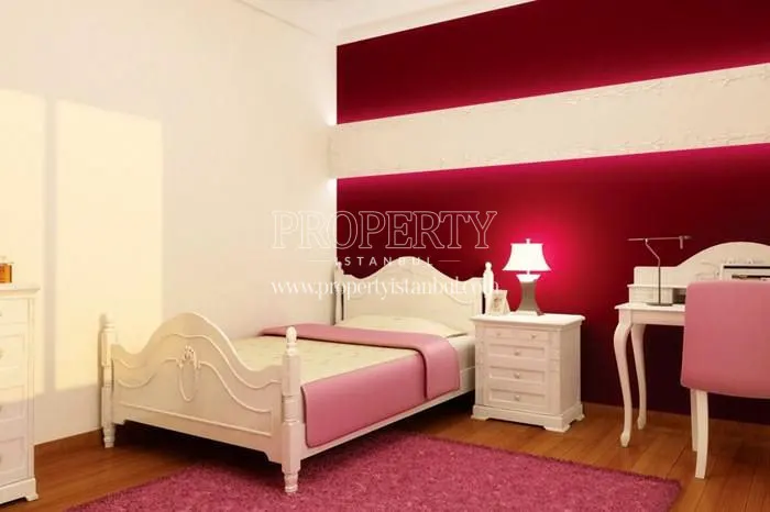 Pink and white decorated bedroom in Yildiz Park Modern homes