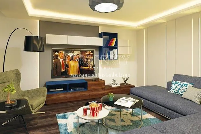 Corner sofa and television in the small living room in Yonca Villapark