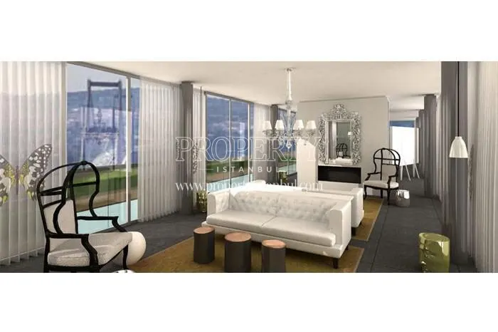 The living room with a Bosphorus view in Yooistanbul