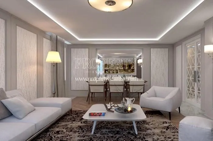 The white living room in Yor Palas