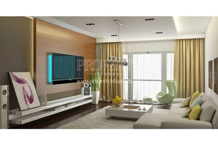 The living room of the sample apartment in the Zin D Diamond project