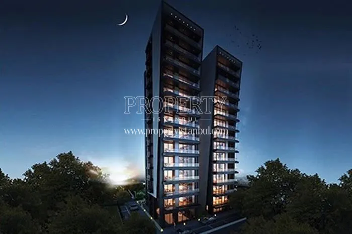 Aktan Terrace Suadiye building at night