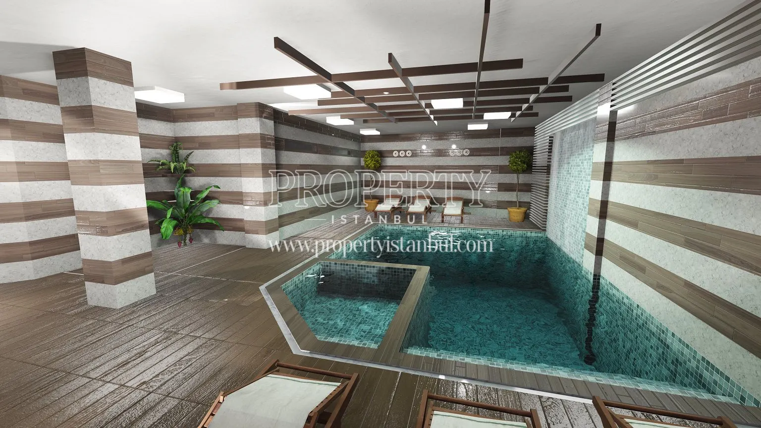The indoor swimming pool of Buyukcekmece Prestige Evleri