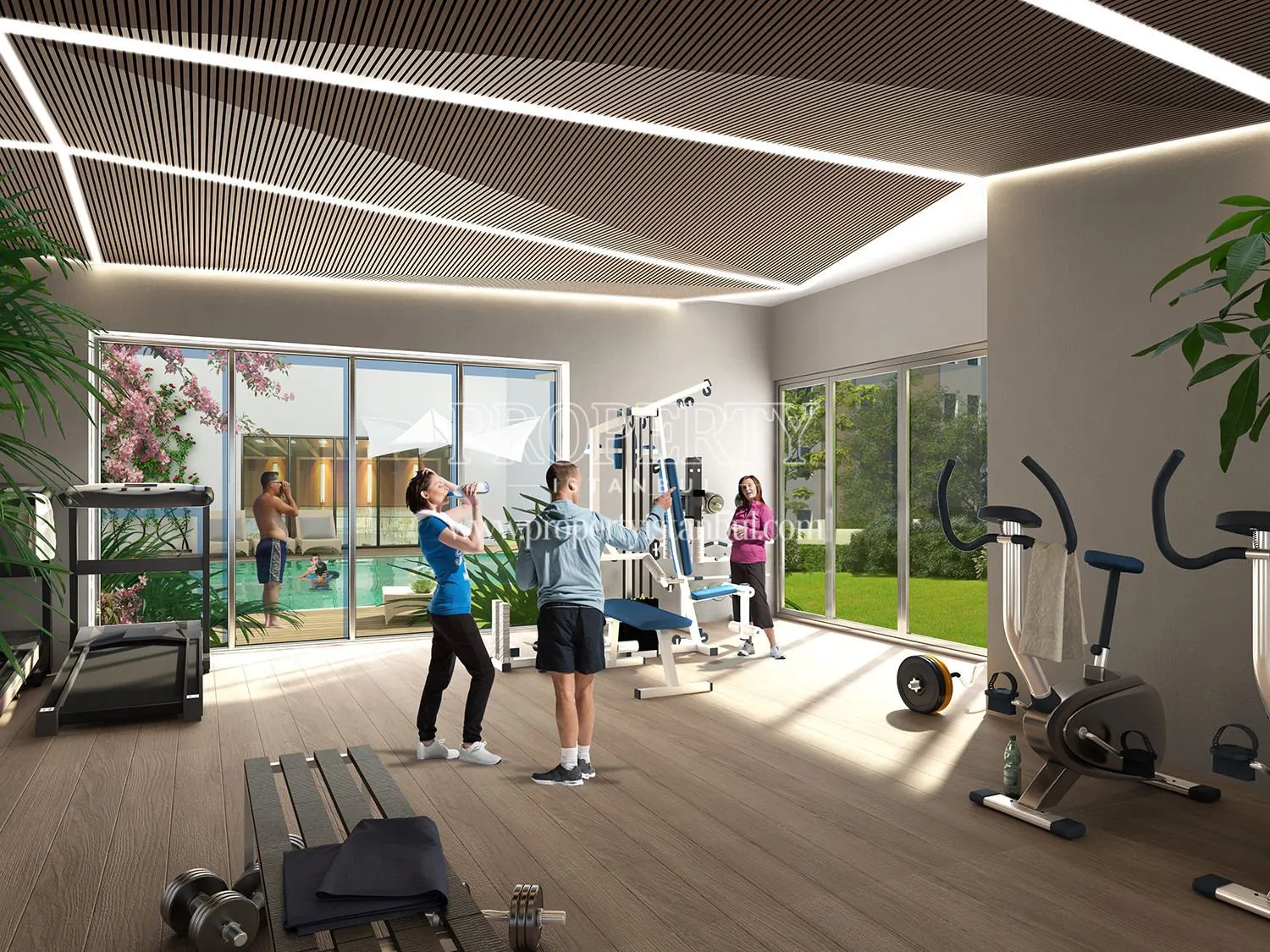 The fitness center in Guzel Residence