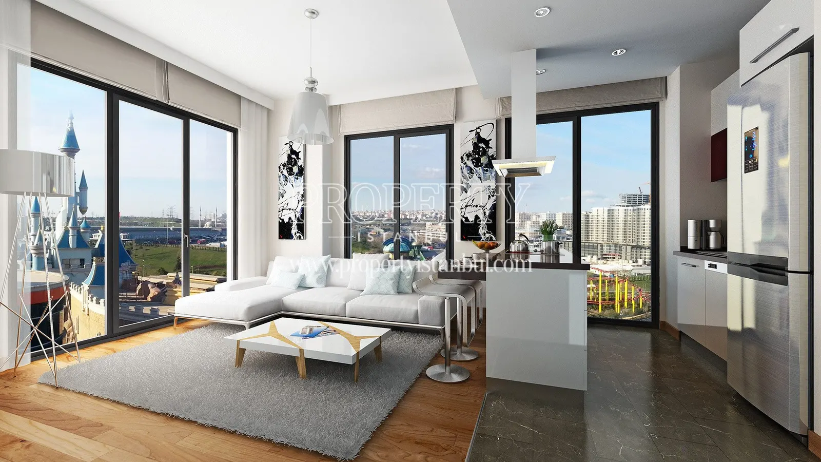 The living room with white goods in Hayat Tepe Suites