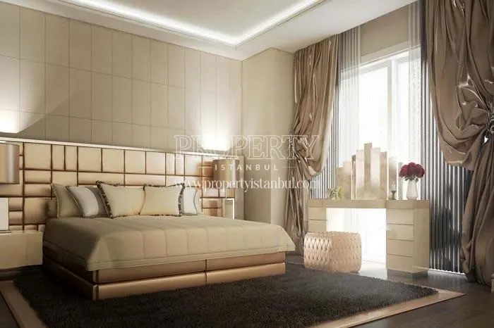 Elegantly decorated master bedroom in o2 55 Istanbul