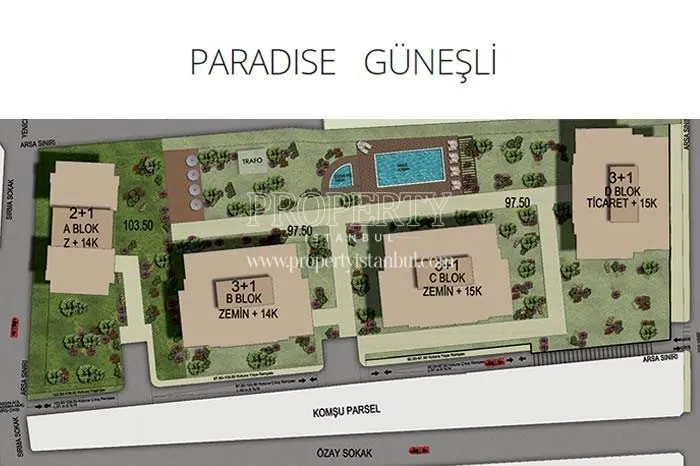 The layout plan of Paradise Gunesli