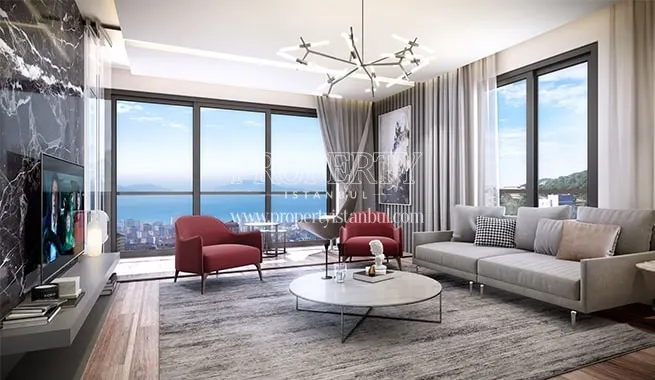 The sea view from the living room of Yesilmavi Maltepe