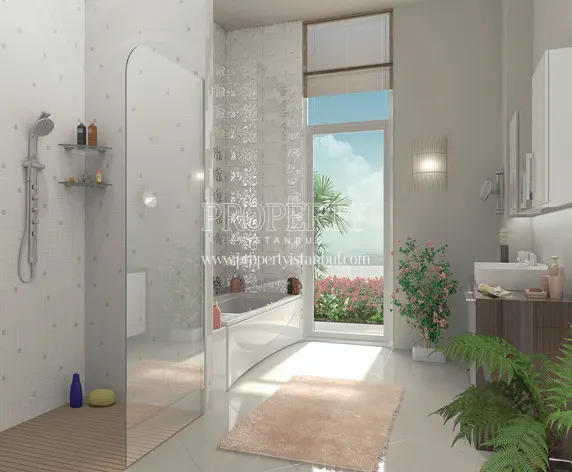 A bathroom in the unit of Agaoglu Skytowers