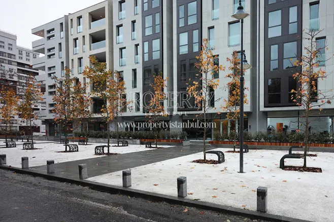 In front of Bomonti Apartman when it snows