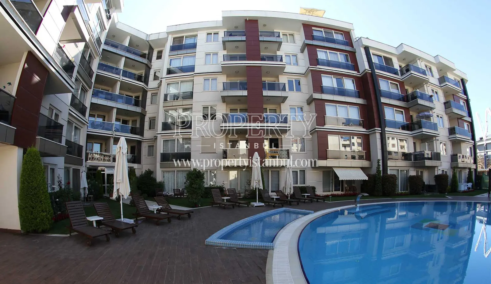 Corner Apartments blocks with the swimming pool