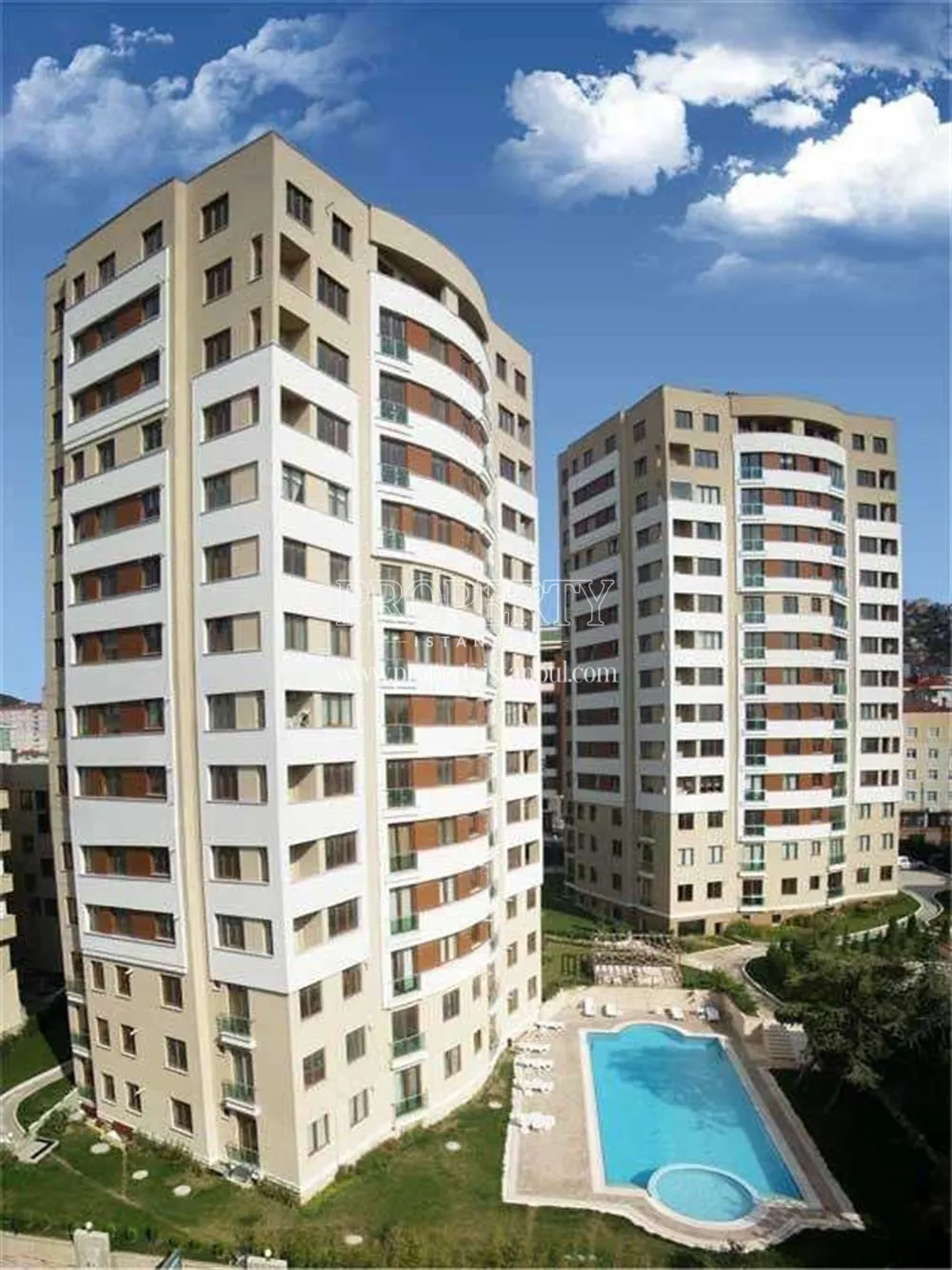 Danis Park blocks with the swimming pool