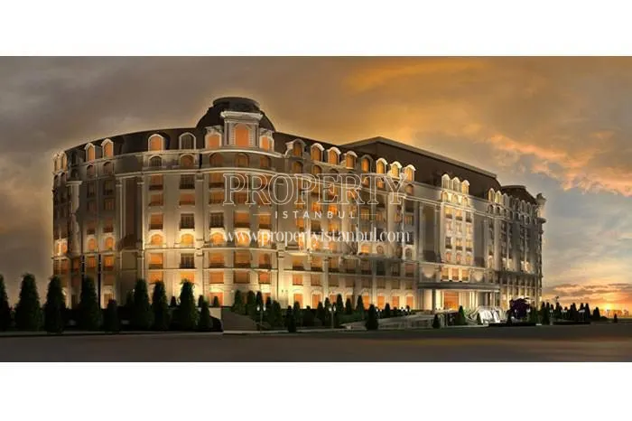 Elit Grand Palas building at sunset