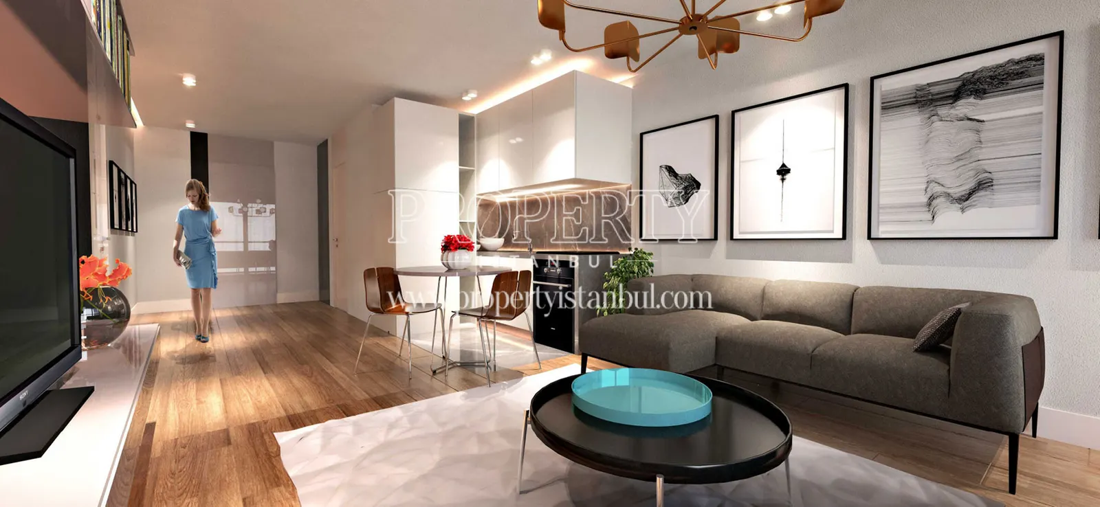 A living room in Elysium Residence Kurtulus