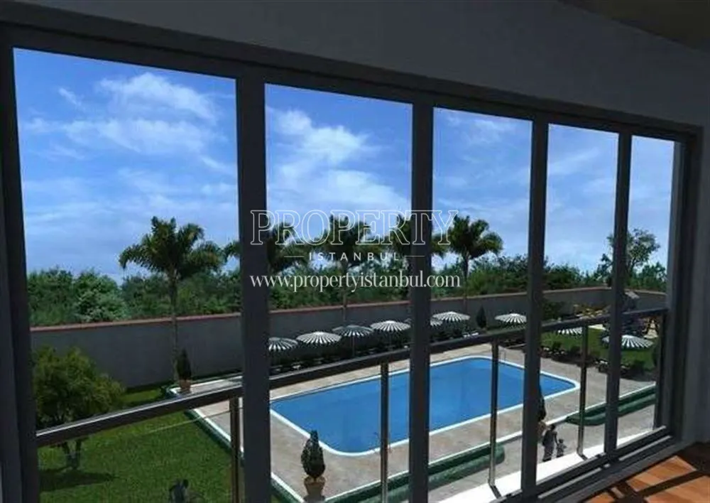 Erguvan Platin Evleri swimming pool from the unit window