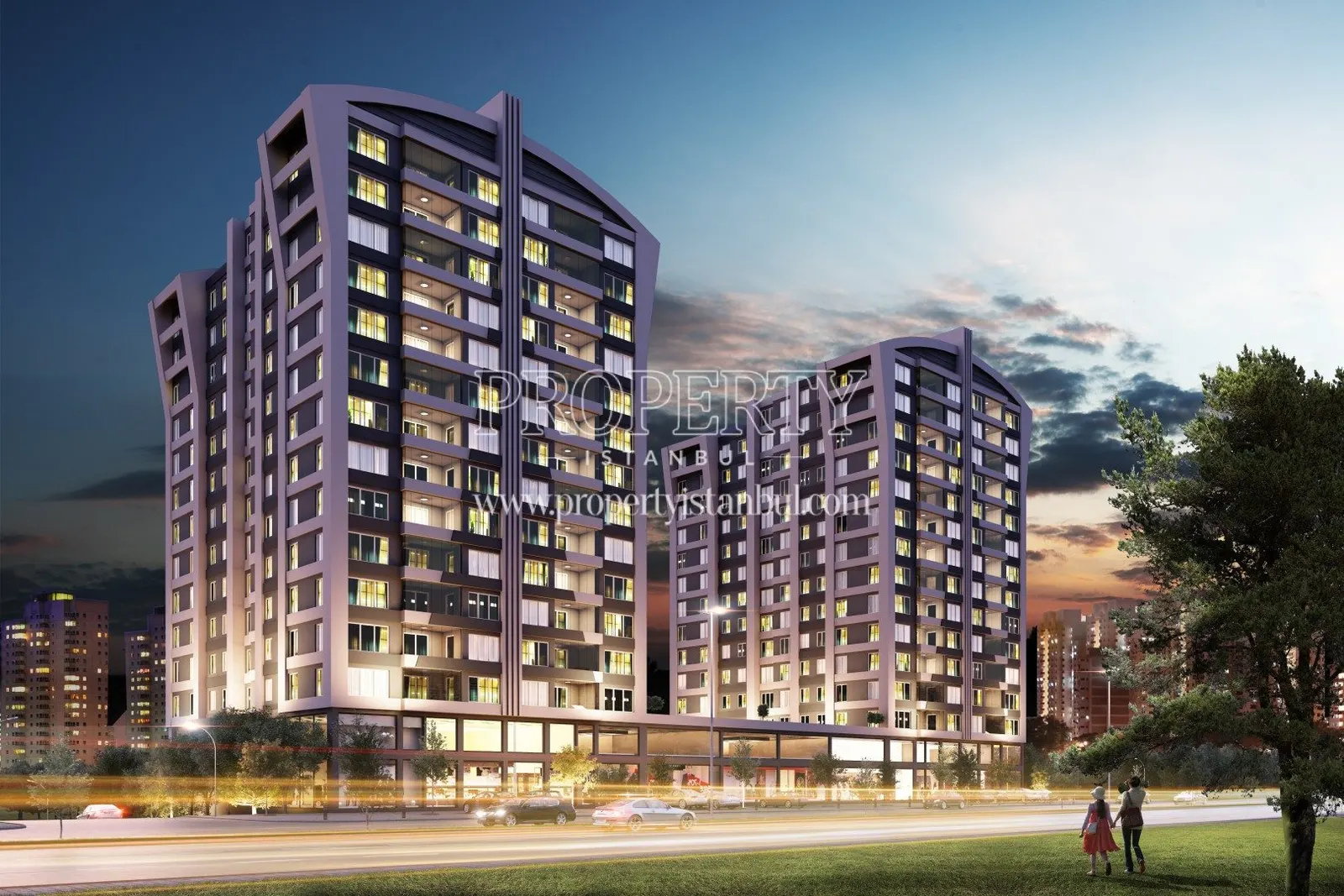 Modern City project at sunset