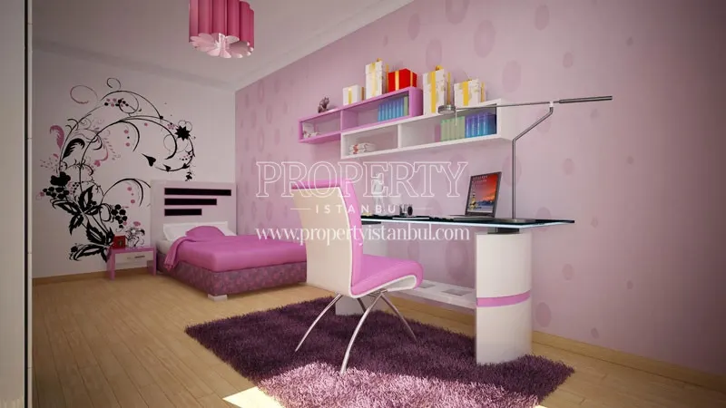Bedroom designed in pink in Mor Residence