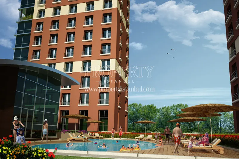 Propa Aura Residence swimming pool while the residents are swimming