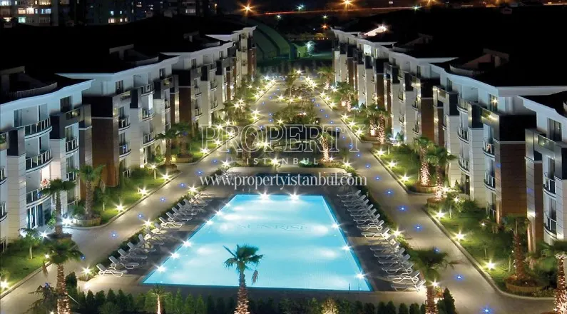 Sunrise Residence compound at night