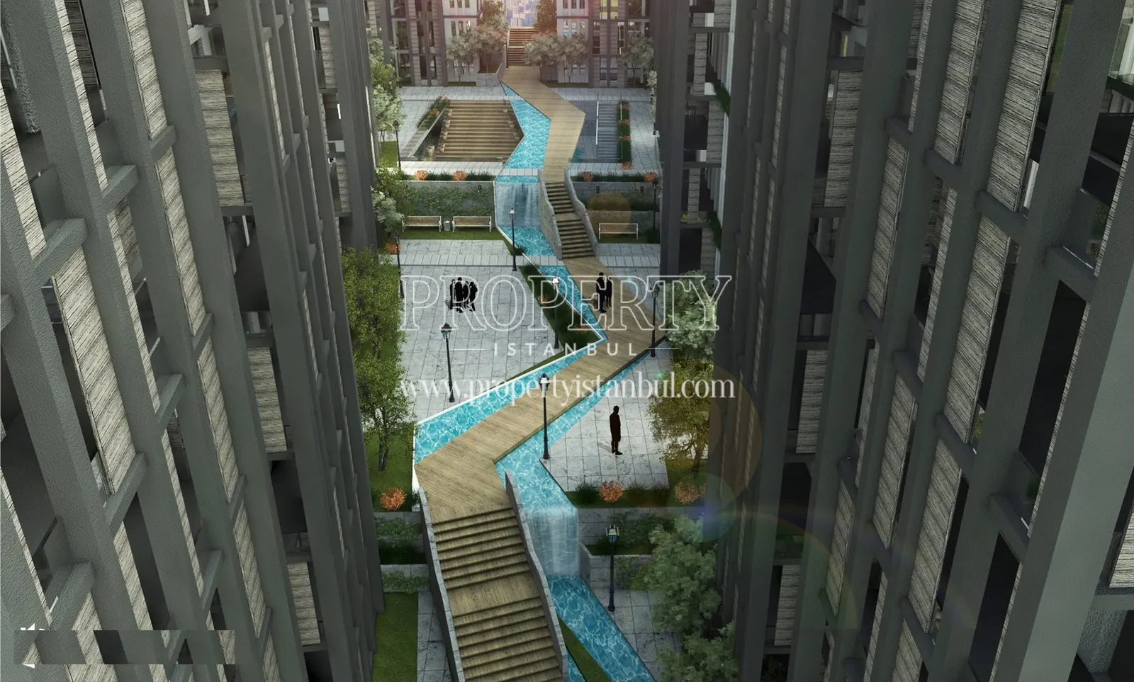 Zer Levent walking track between the blocks