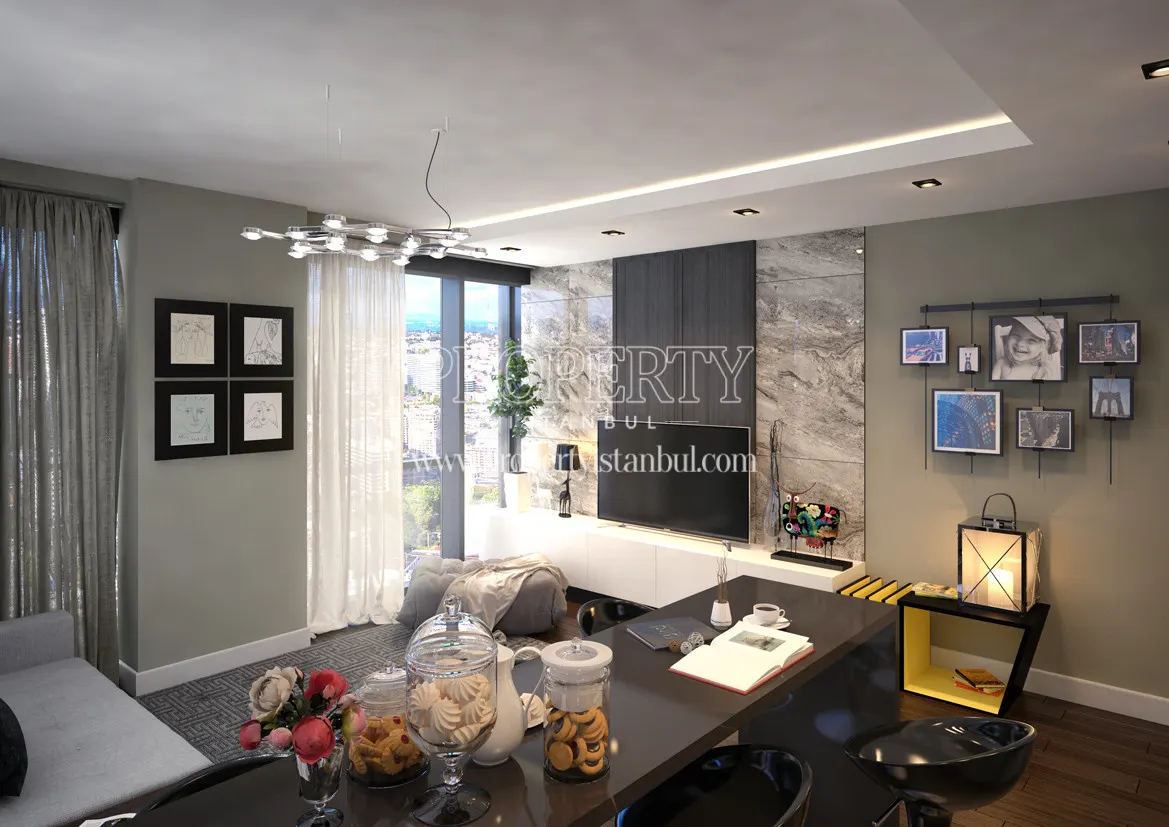 The modern living room in a Net Levent unit